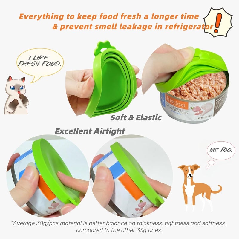 MoPawKT - Silicone Cat Dog Food Can Covers Lids, 3 Inner Diameters 2.6”/3”/3.4” Fit 3-15 oz Standard Cat Dog Food Cans/Tins, Multi-Size Canned Covers, BPA Free, Reusable(box set of 2 lids+1 spoon) - Image 5